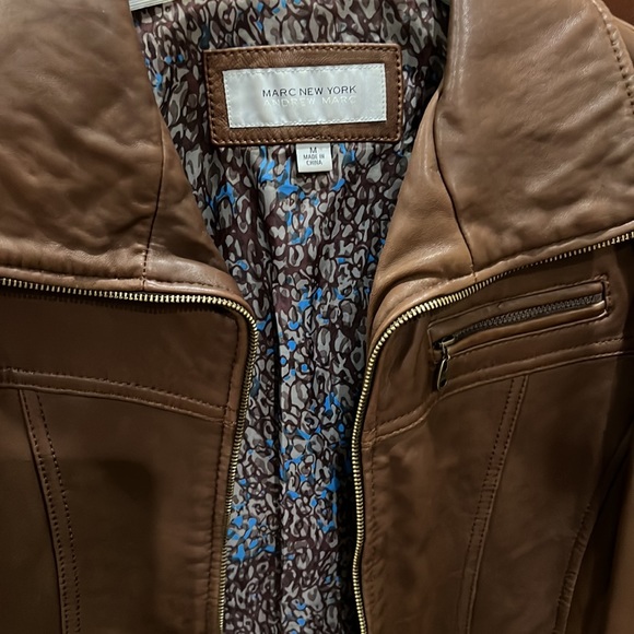 Andrew Marc lambskin leather jacket in brown - Picture 2 of 7